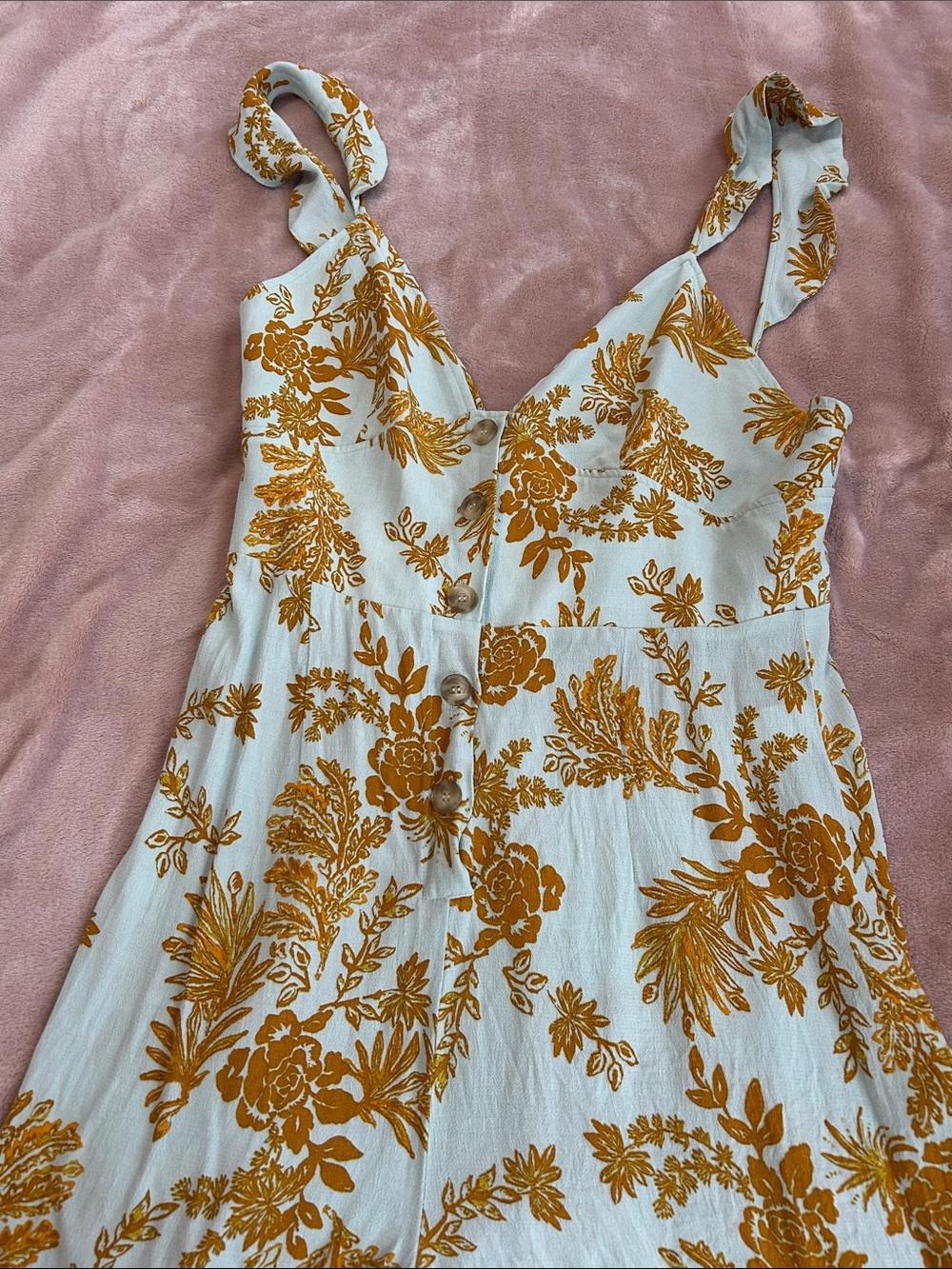 Womens jumpsuit with Mustard Floral Print